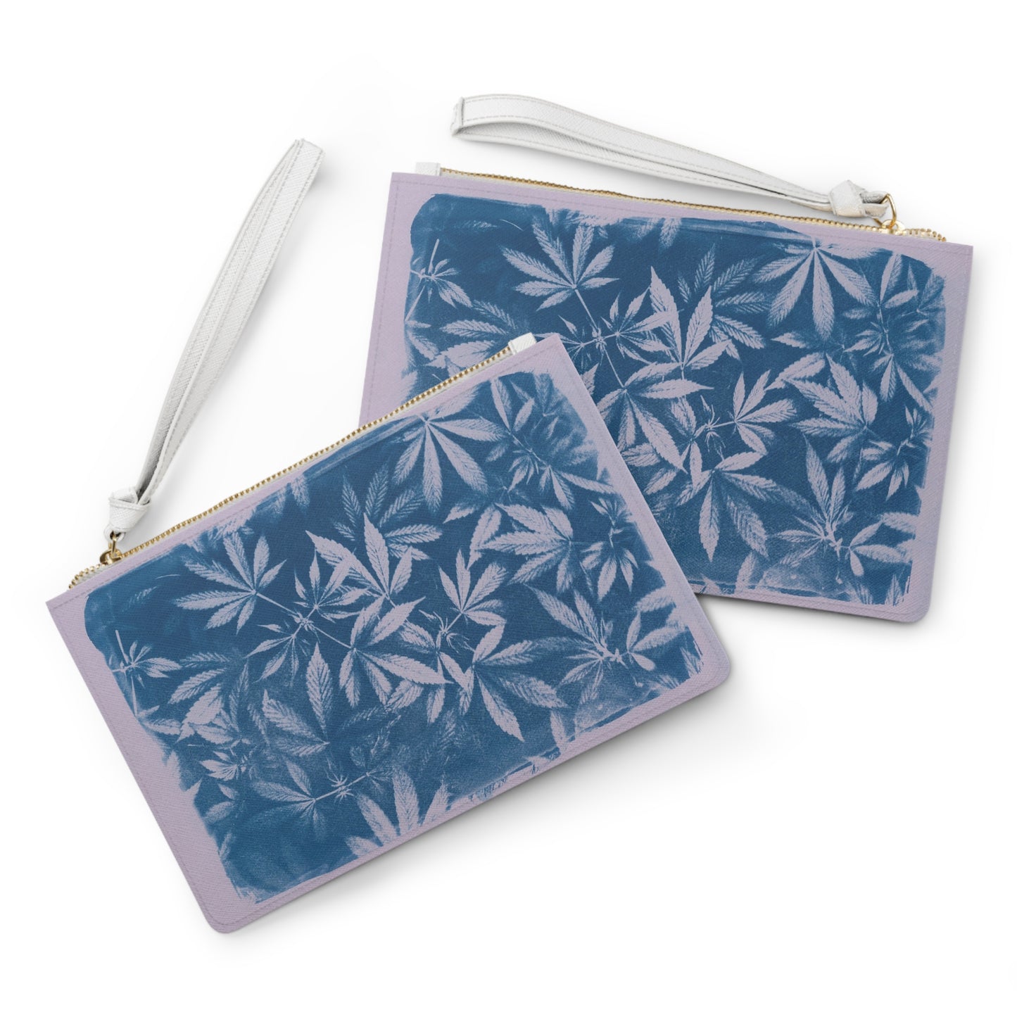 Vegan Leather Clutch Bag - Cyanotype on Lavender Print