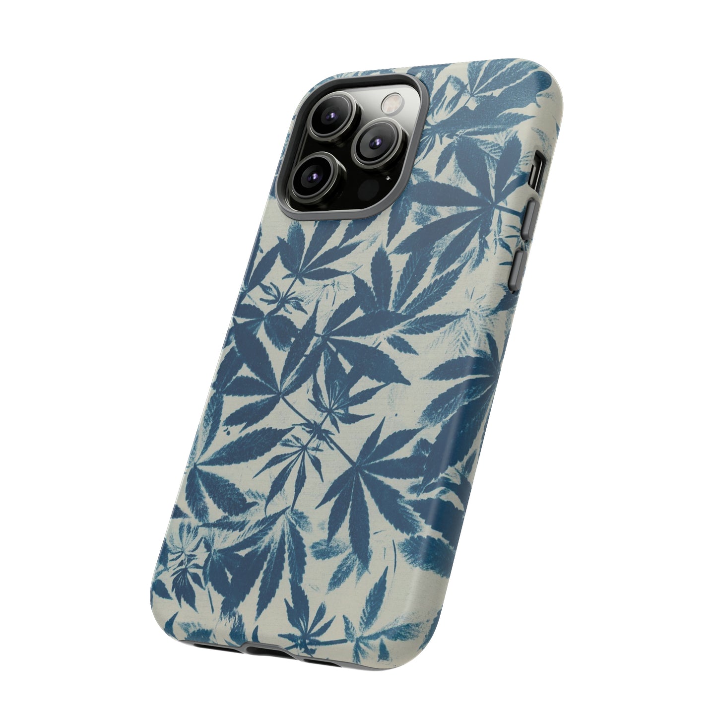 Tough Cell Phone Cases -Cannabis Field Cyanotype on Ivory Print