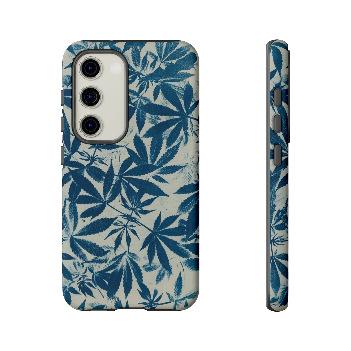 Tough Cell Phone Cases -Cannabis Field Cyanotype on Ivory Print