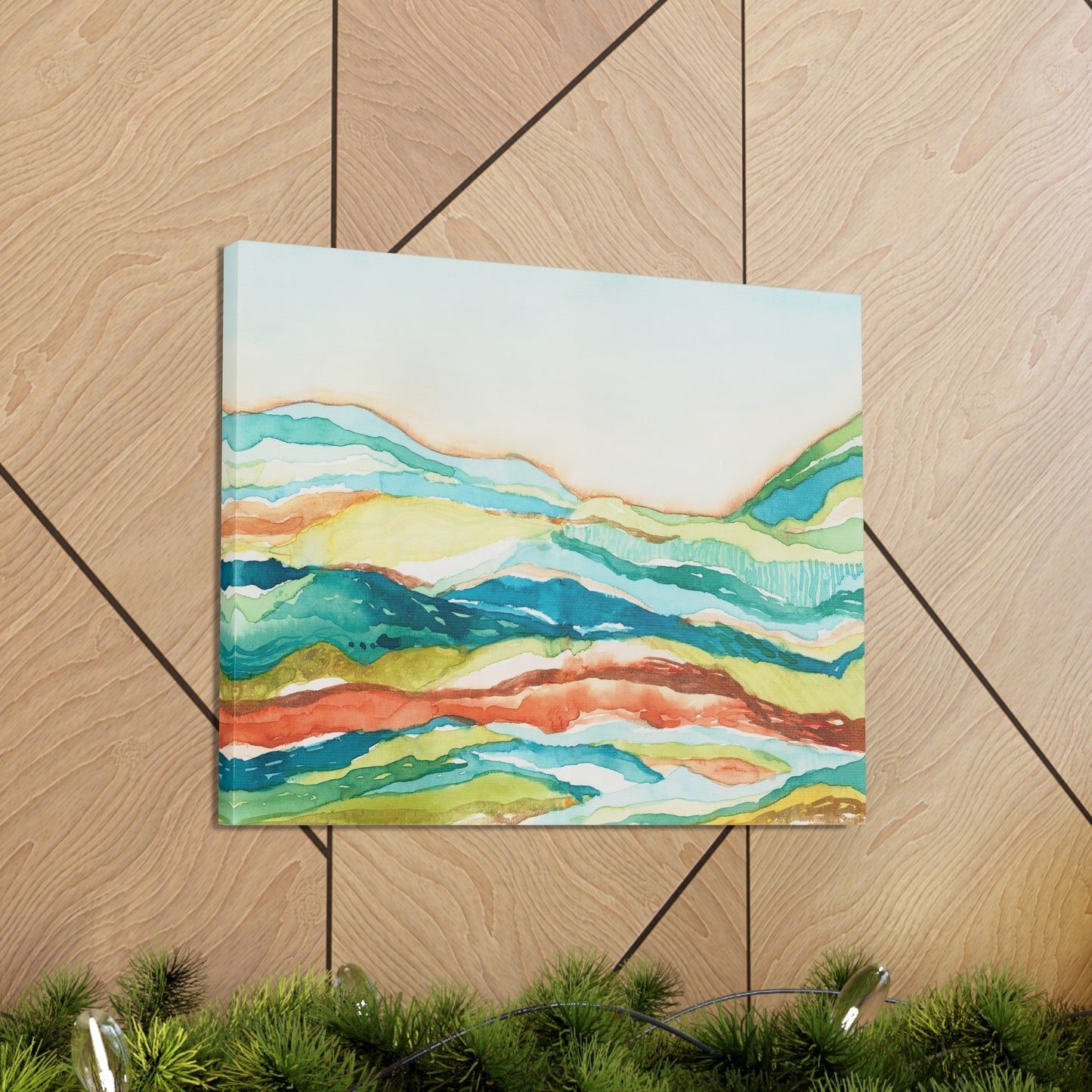 Canvas Gallery Wrap Prints - Abstract Watercolor Mountain Landscape