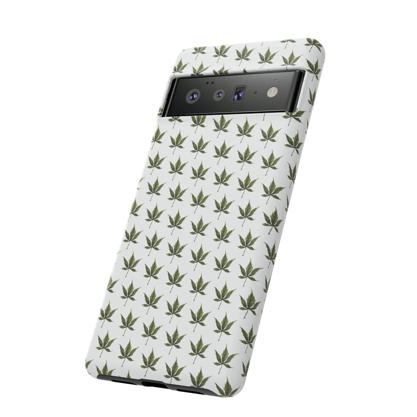 Tough Cell Phone Cases - Mini Cannabis Leaf on White