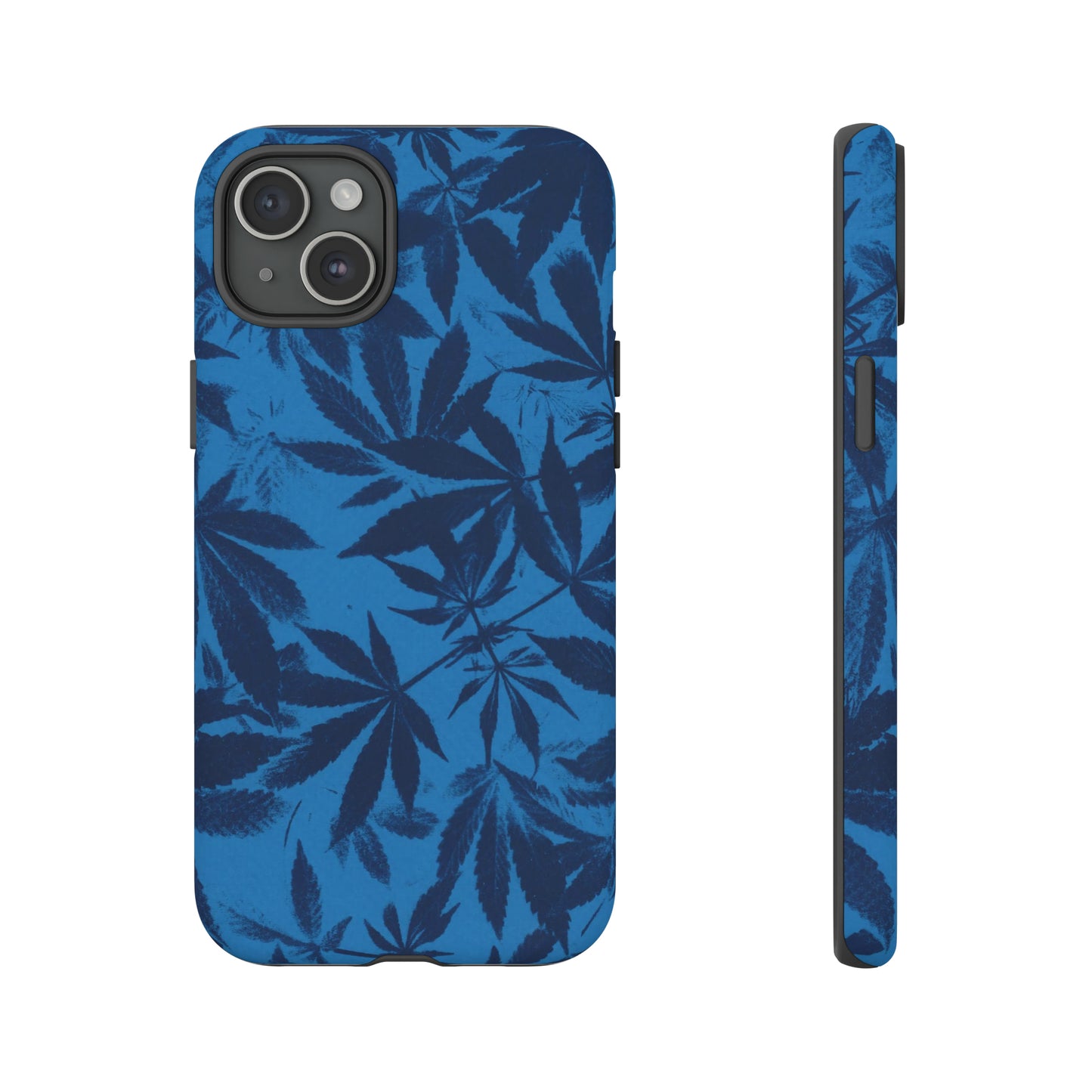 Tough Cell Phone Cases - Cyanotype on Bright Blue Print