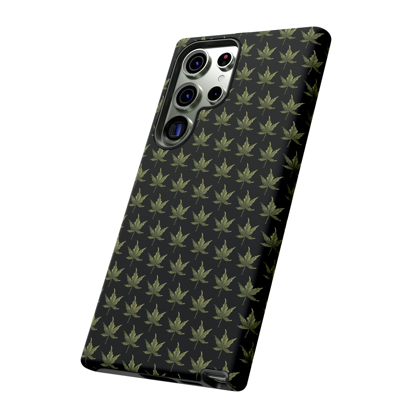 Tough Cell Phone Cases - Mini Cannabis Leaf on Black