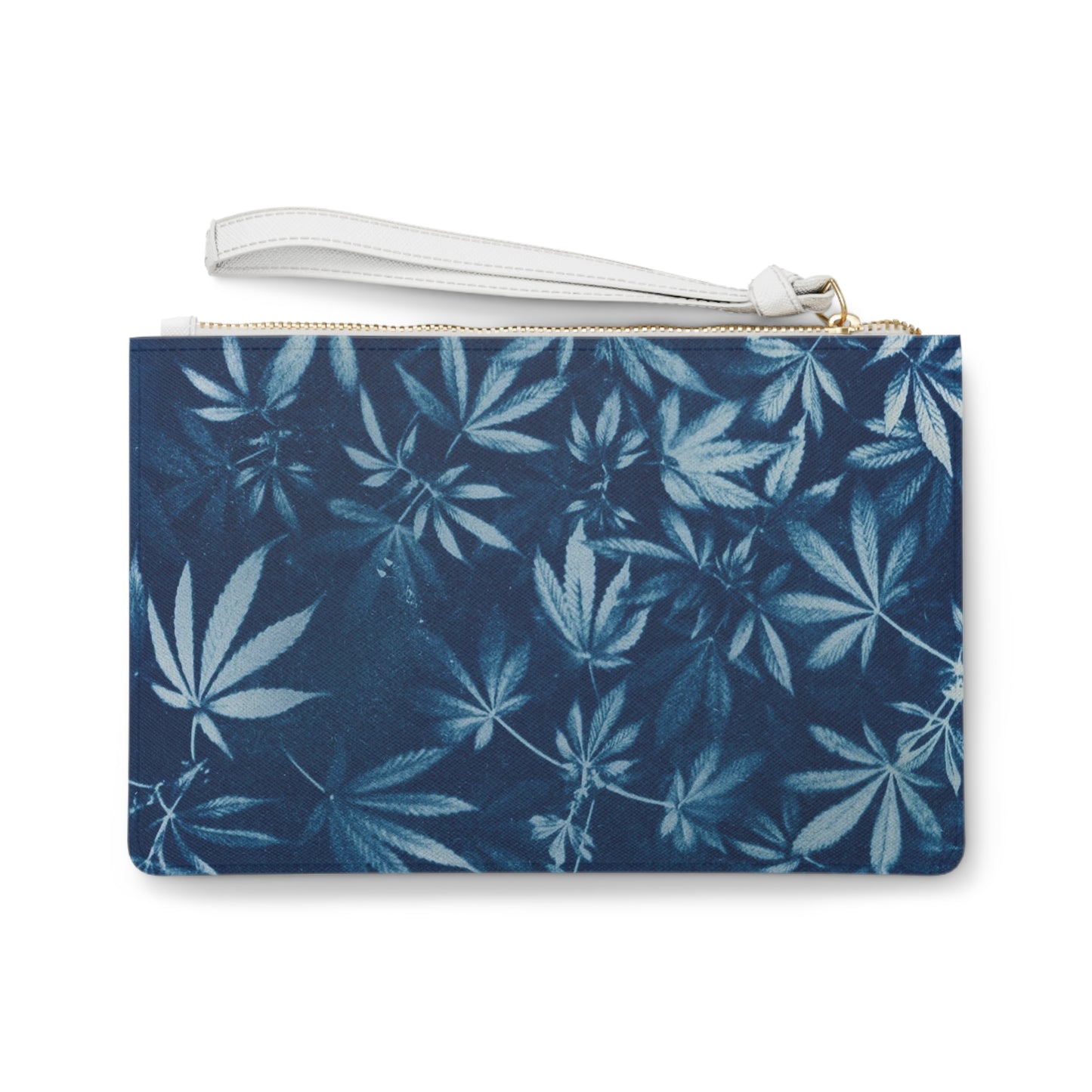 Vegan Leather Clutch Bag - Cyanotype Print 1