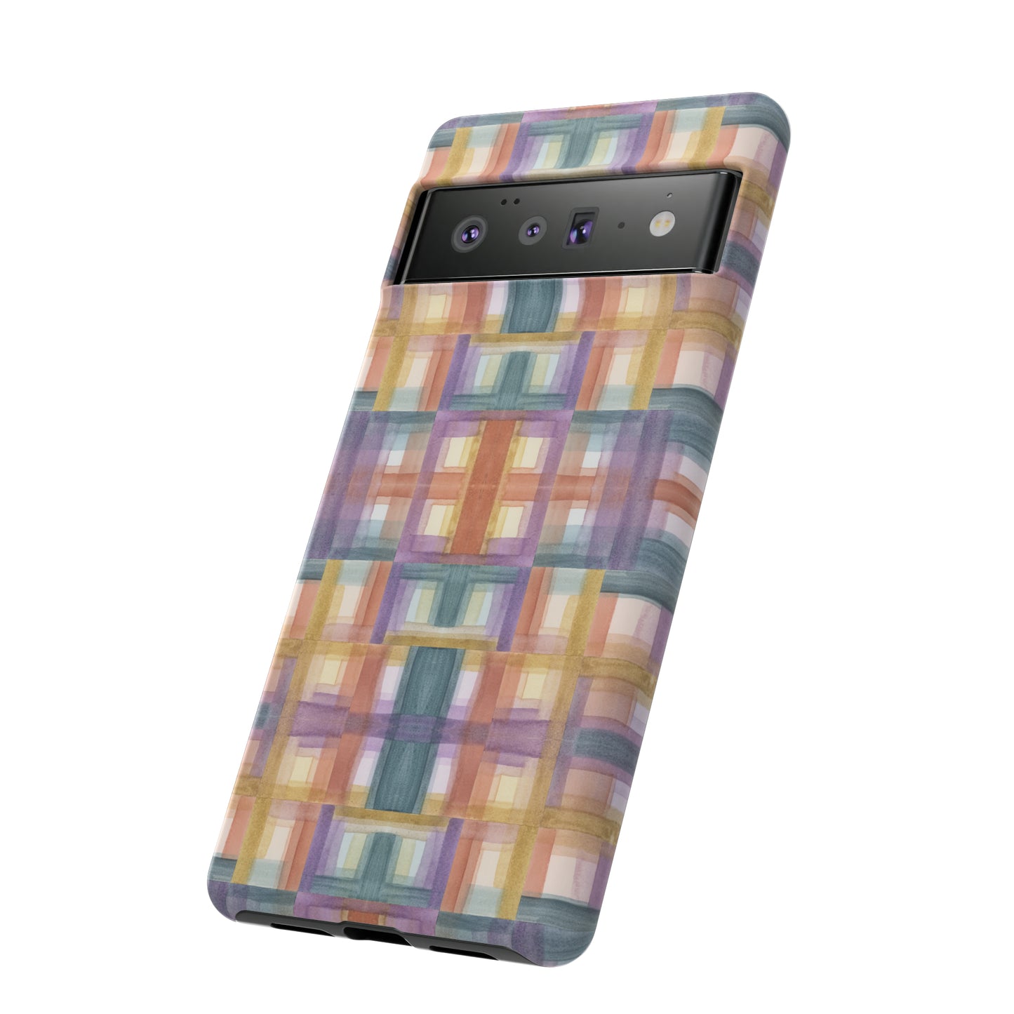 Tough Cell Phone Cases - Painterly Plaid, Warm Colors