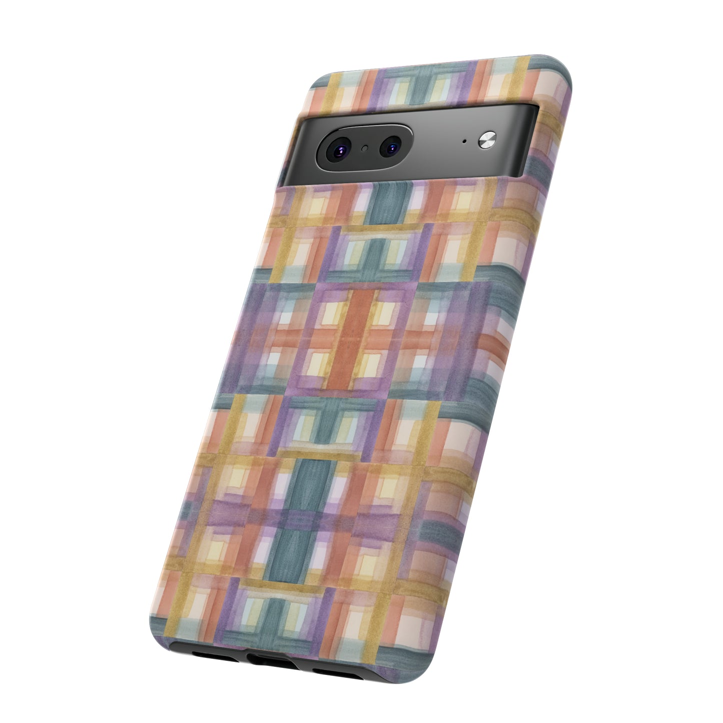 Tough Cell Phone Cases - Painterly Plaid, Warm Colors