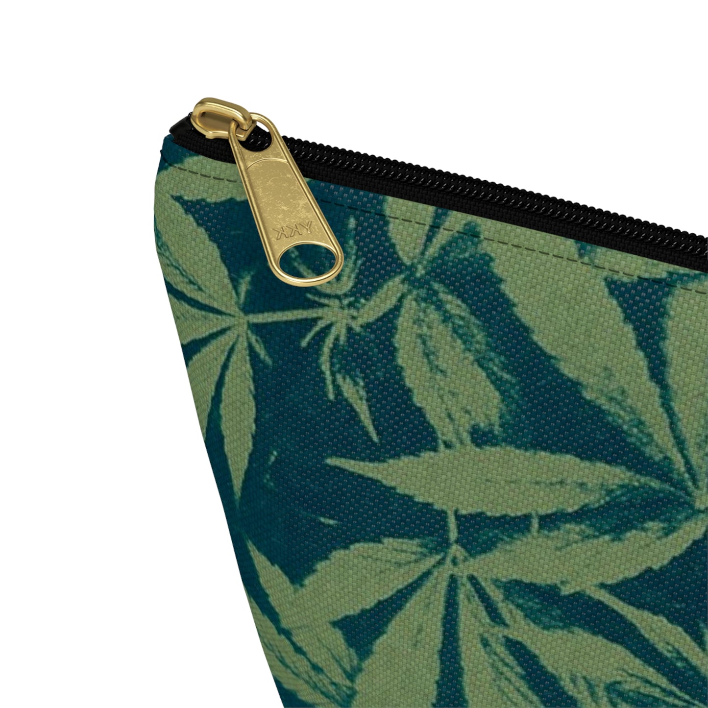 Roomy Accessory Pouch - Cyanotype on Olive Print