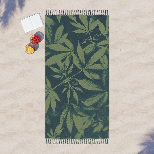 Boho Beach Cloth - Cyantype on Green Print