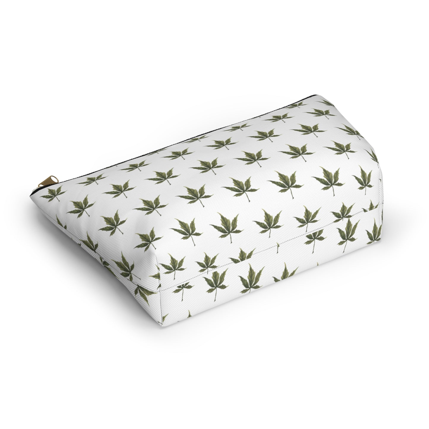 Roomy Accessory Pouch - Mini Cannabis Leaf Print on White