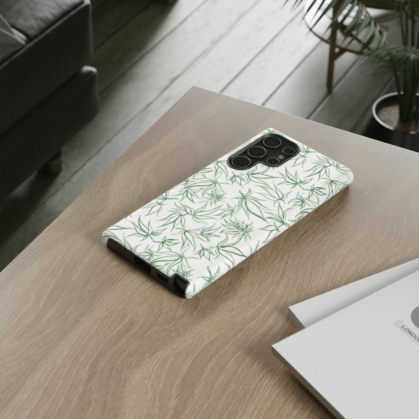 Tough Cell Phone Cases - Cannabis Sketches in Green