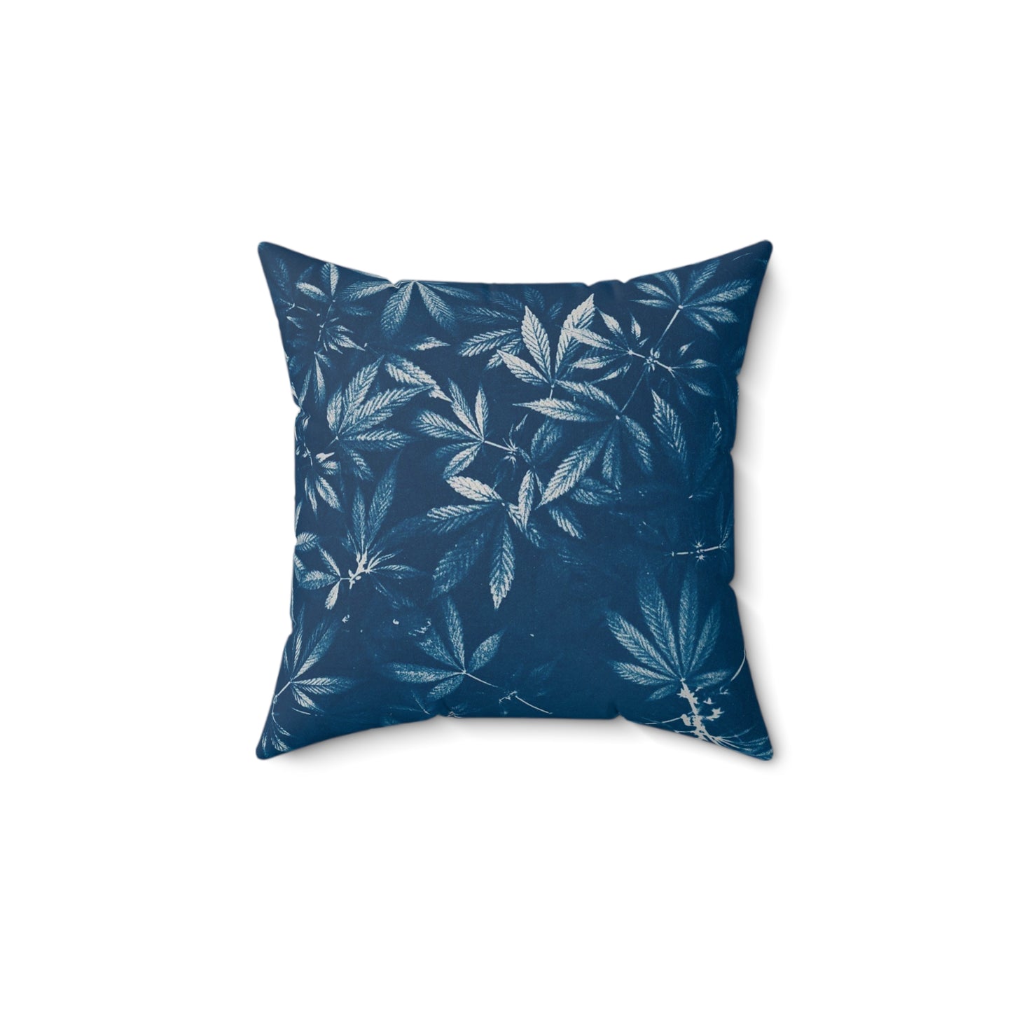 Faux Suede Square Pillow - Cyanotype Print 2