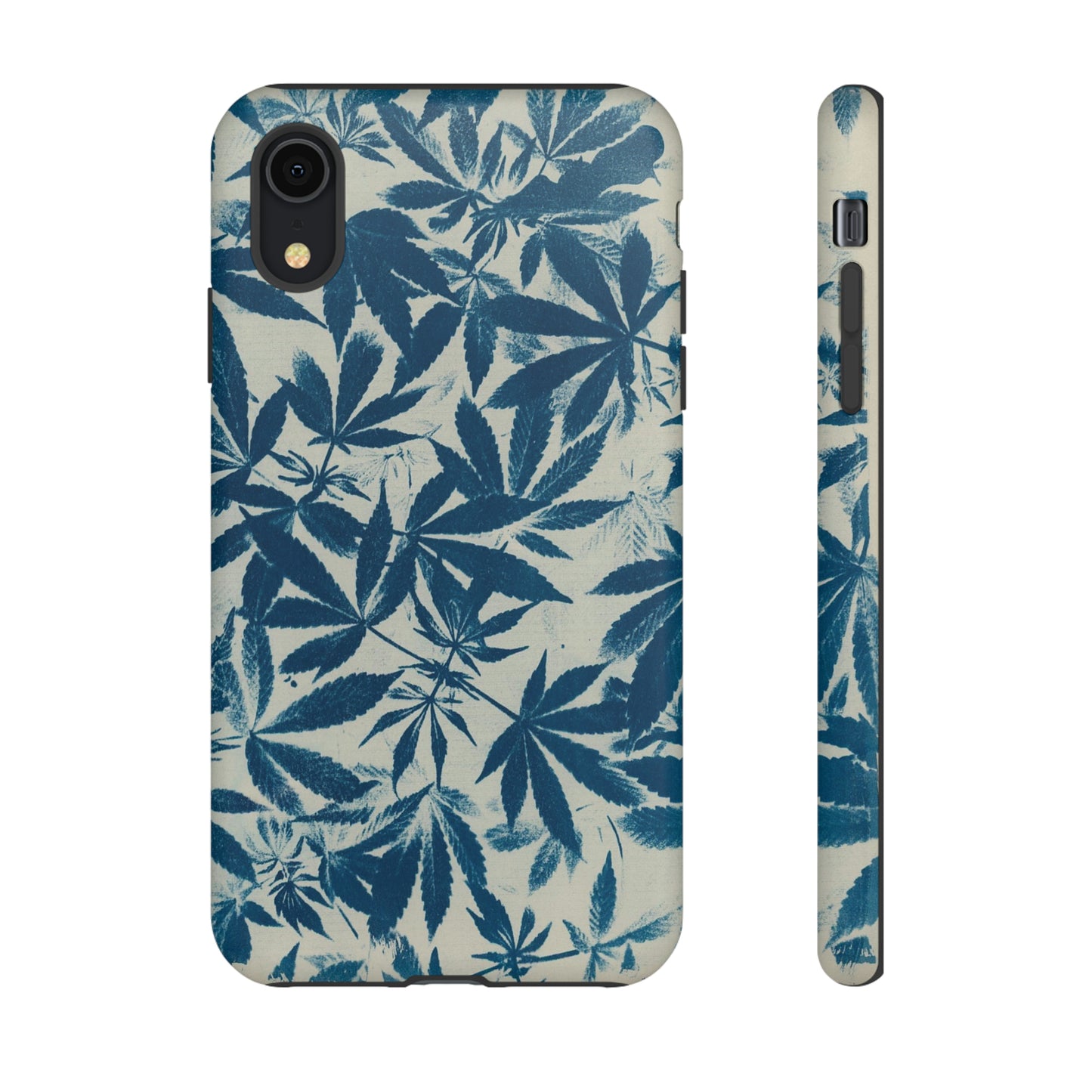 Tough Cell Phone Cases -Cannabis Field Cyanotype on Ivory Print