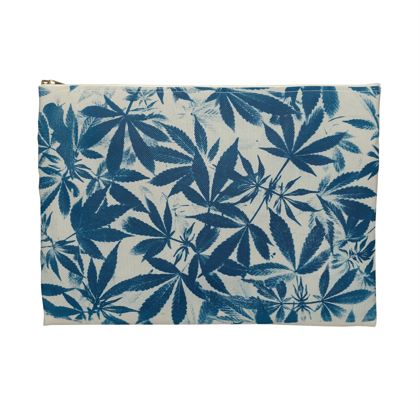 Flat Accessory Pouch - Cannabis Field Cyanotype on Ivory Print