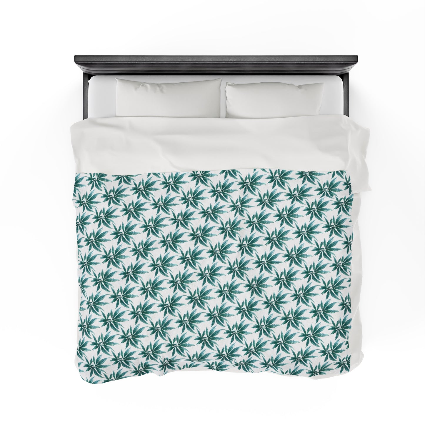 Velveteen Plush Blanket - Teal Dreamleaf