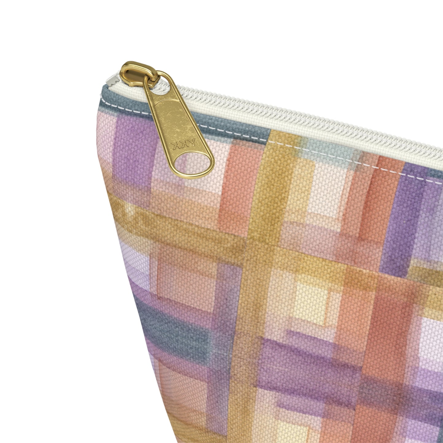 Roomy Accessory Pouch - Painterly Plaid, Warm Colors