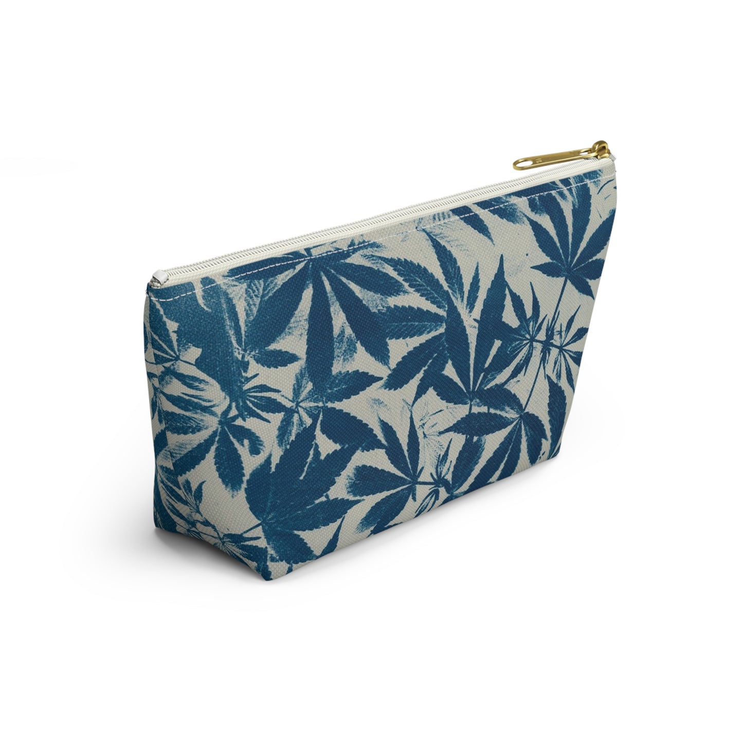 Roomy Accessory Pouch - Cyanotype on Ivory Print