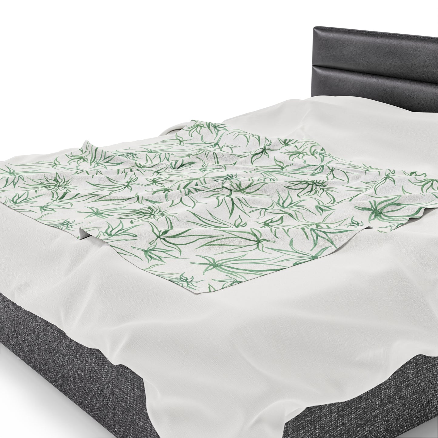 Velveteen Plush Blanket - Sketches in Green