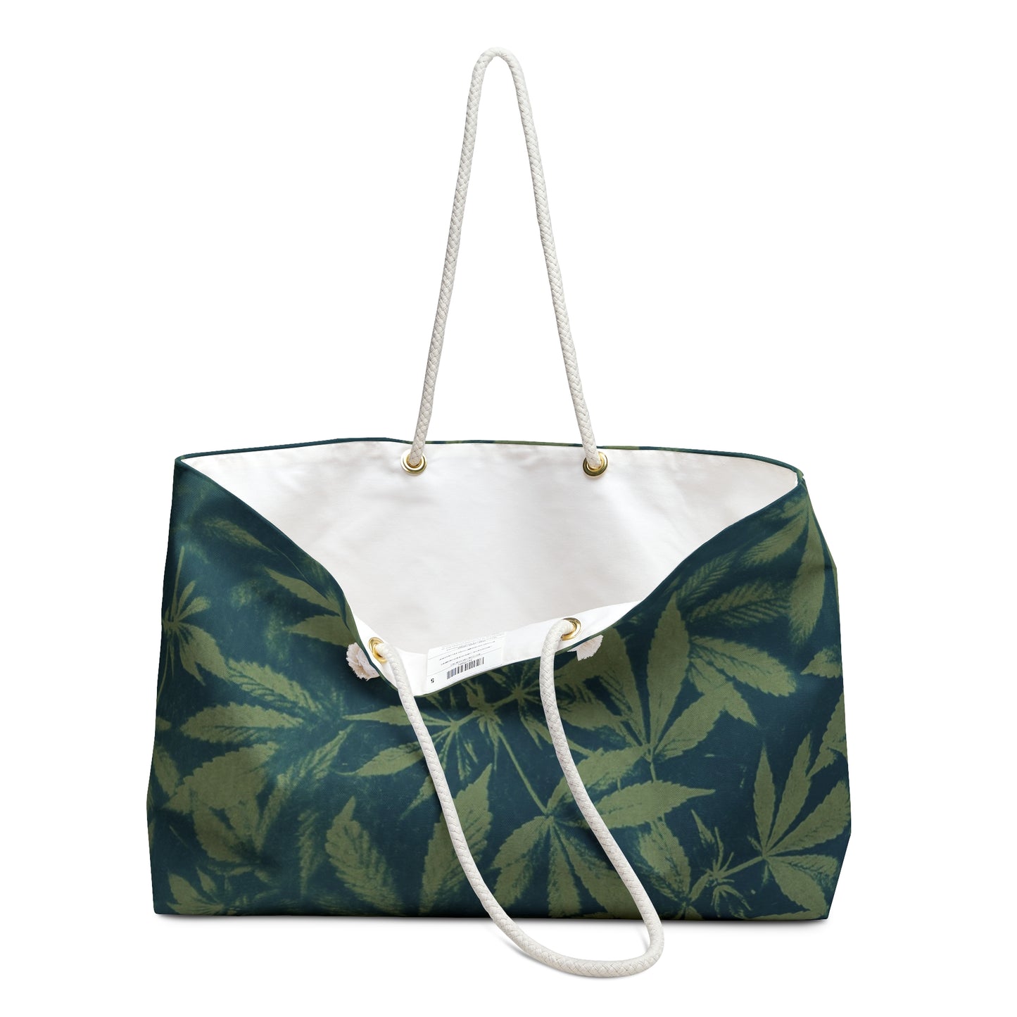 Oversized Weekender Bag - Cannabis Field Cyanotype on Olive Print