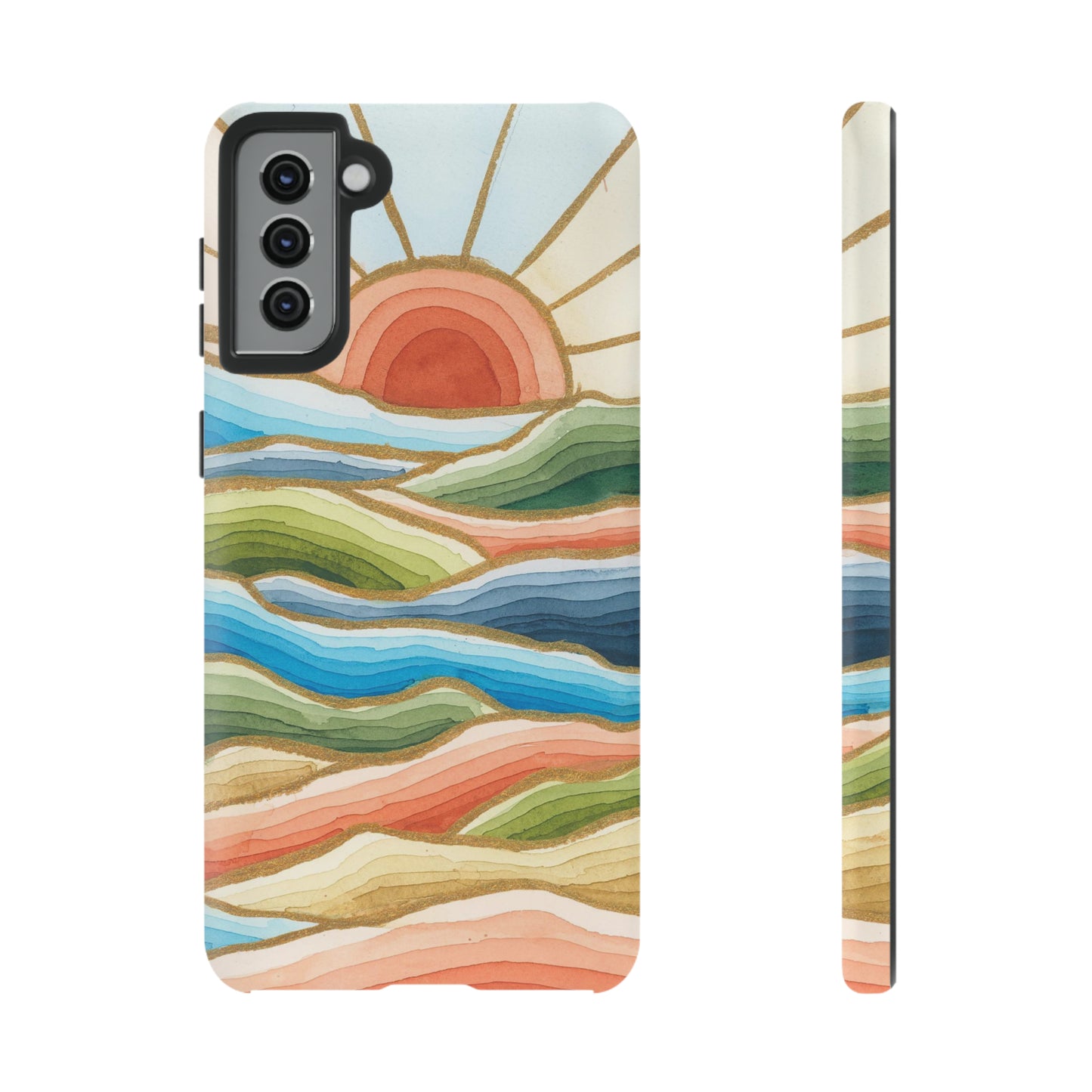 Tough Cell Phone Cases - Red Twilight Landscape