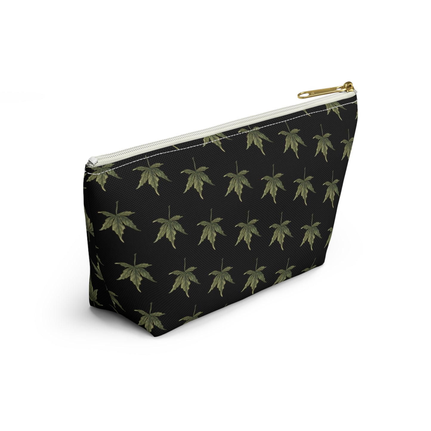 Roomy Accessory Pouch - Mini Cannabis Leaf Print on Black