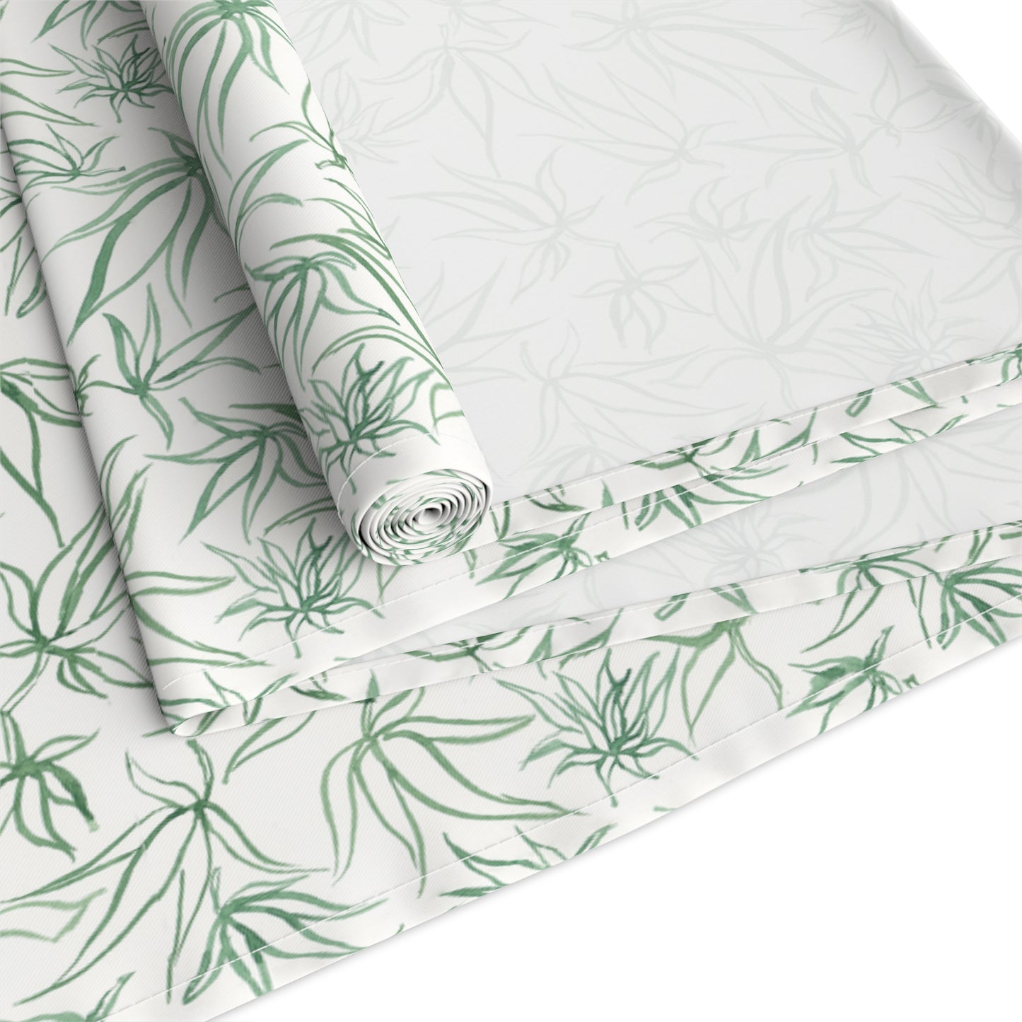 Table Runner 100% Cotton - Cannabis Sketches in Green