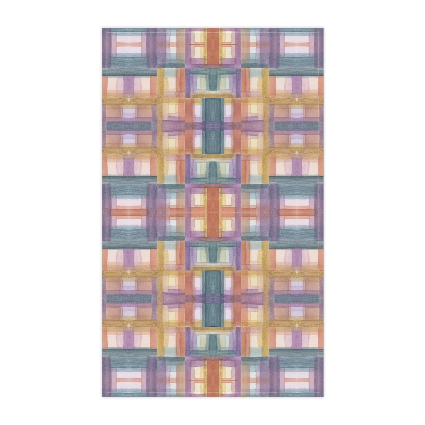 100% Cotton Twill Kitchen Towel - Painterly Plaid (warm colors)