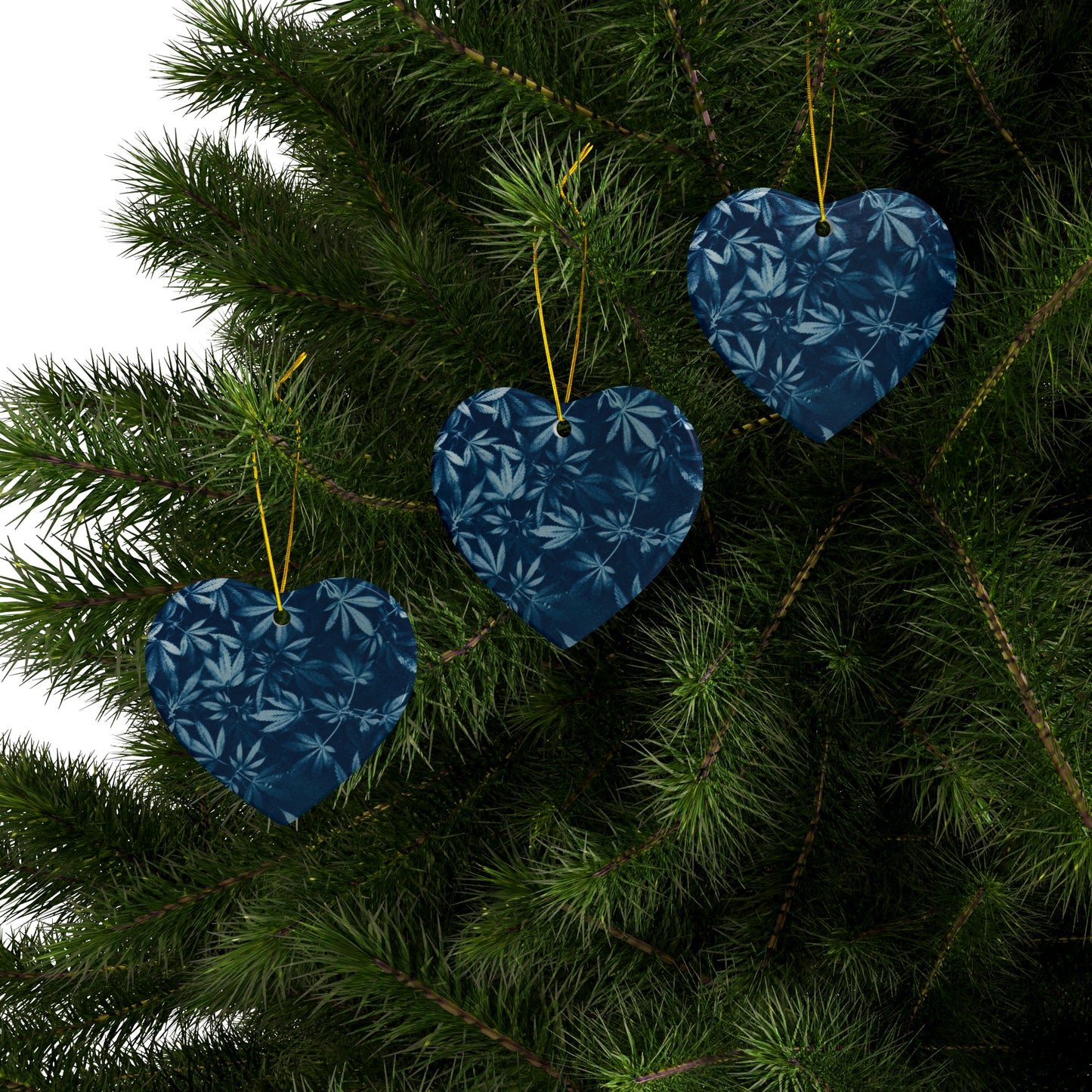 Ceramic Holiday Ornament - Cyanotype Print 1