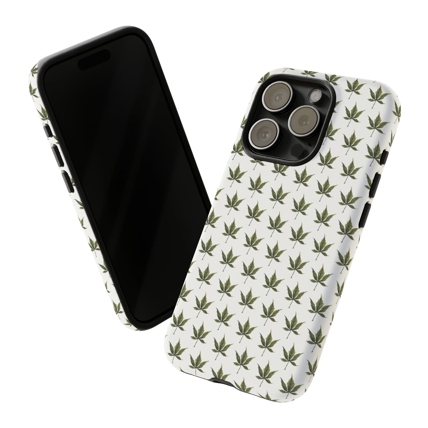 Tough Cell Phone Cases - Mini Cannabis Leaf on White