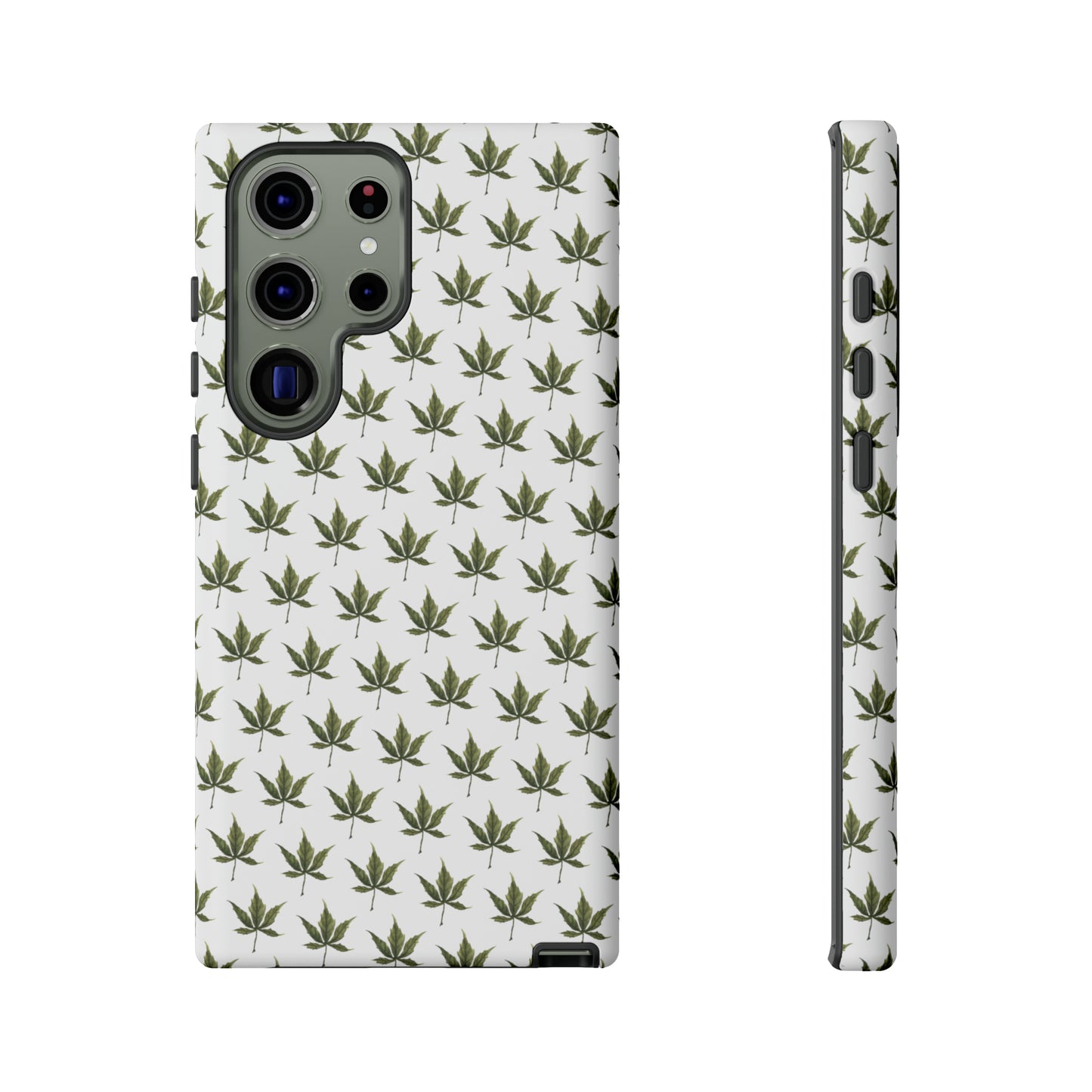 Tough Cell Phone Cases - Mini Cannabis Leaf on White