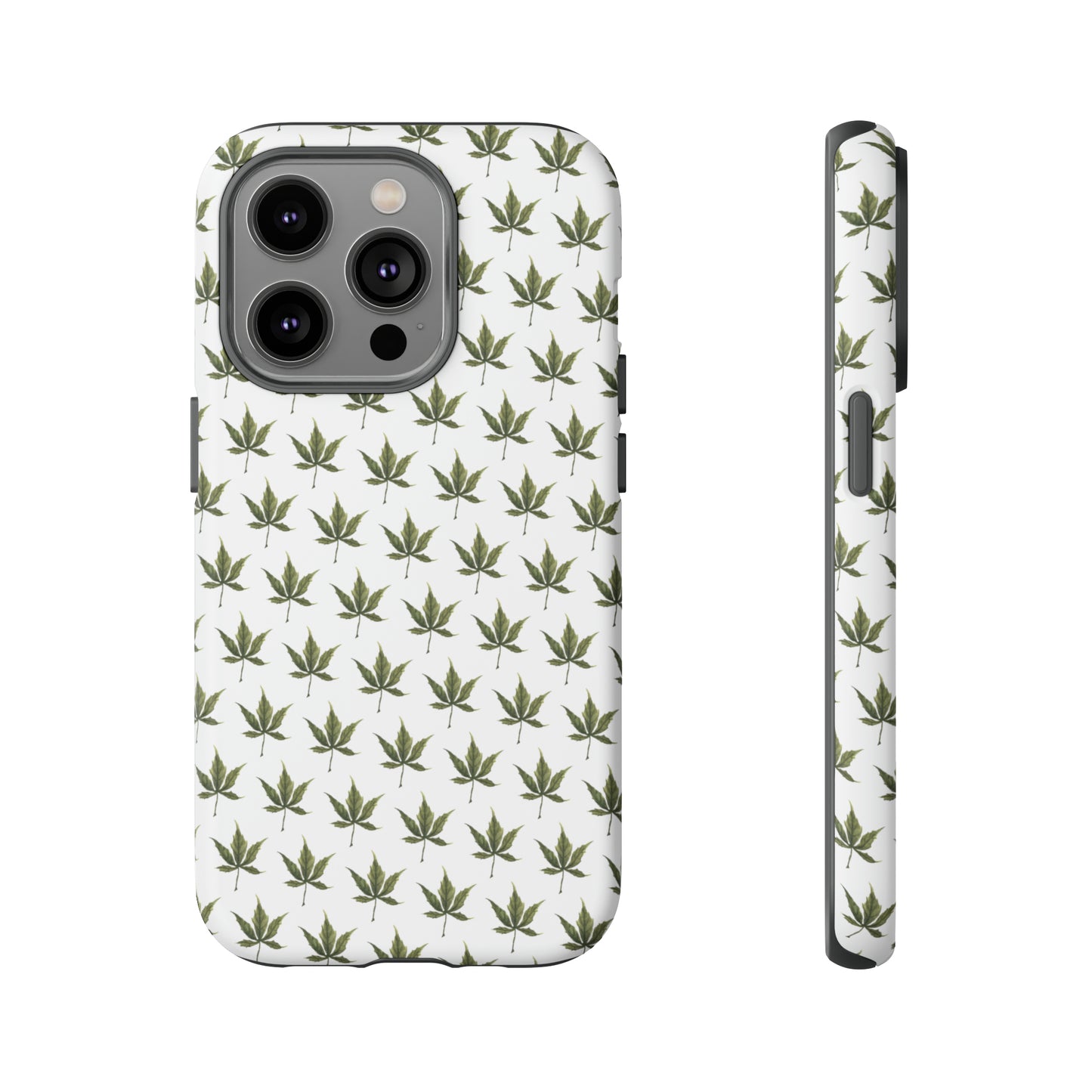 Tough Cell Phone Cases - Mini Cannabis Leaf on White