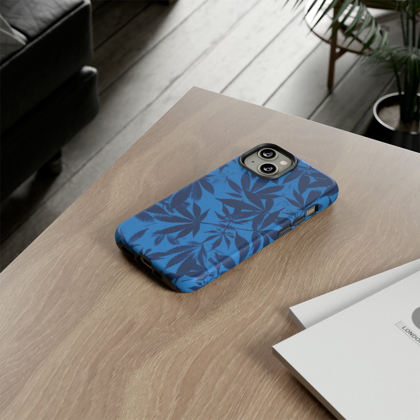 Tough Cell Phone Cases - Cyanotype on Bright Blue Print