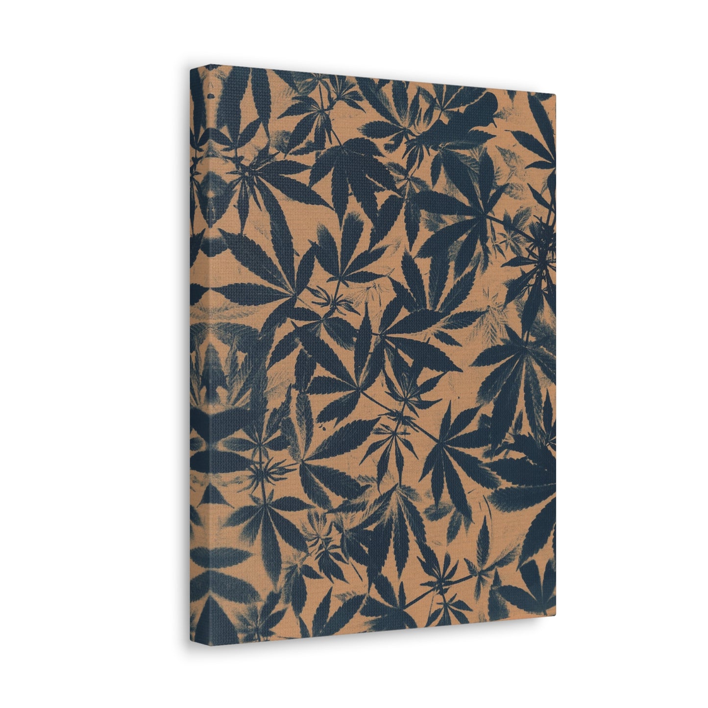 Gallery Wrapped Canvas Print - Cannabis Field Cyanotype on Amber Print (Reproduction)