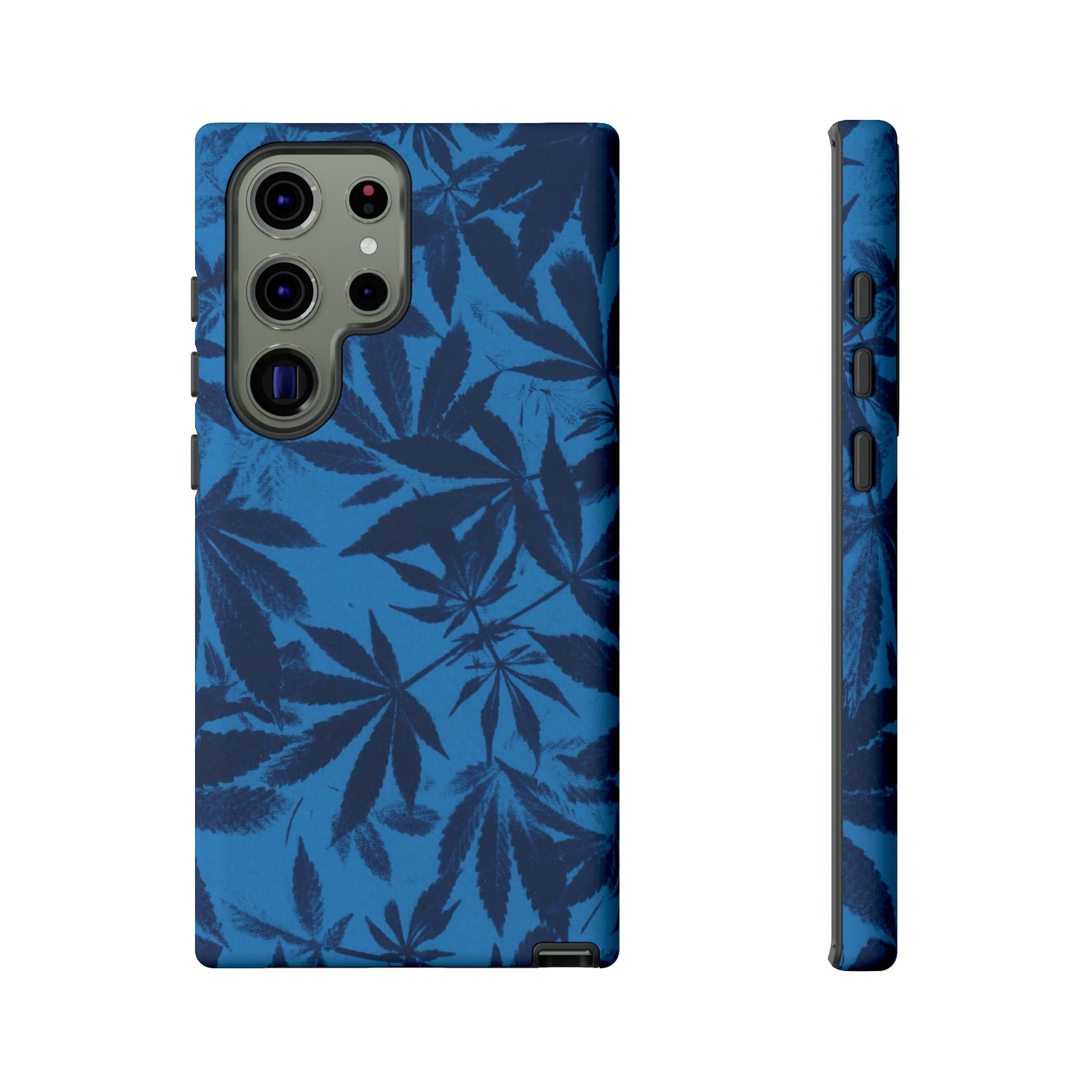 Tough Cell Phone Cases - Cyanotype on Bright Blue Print