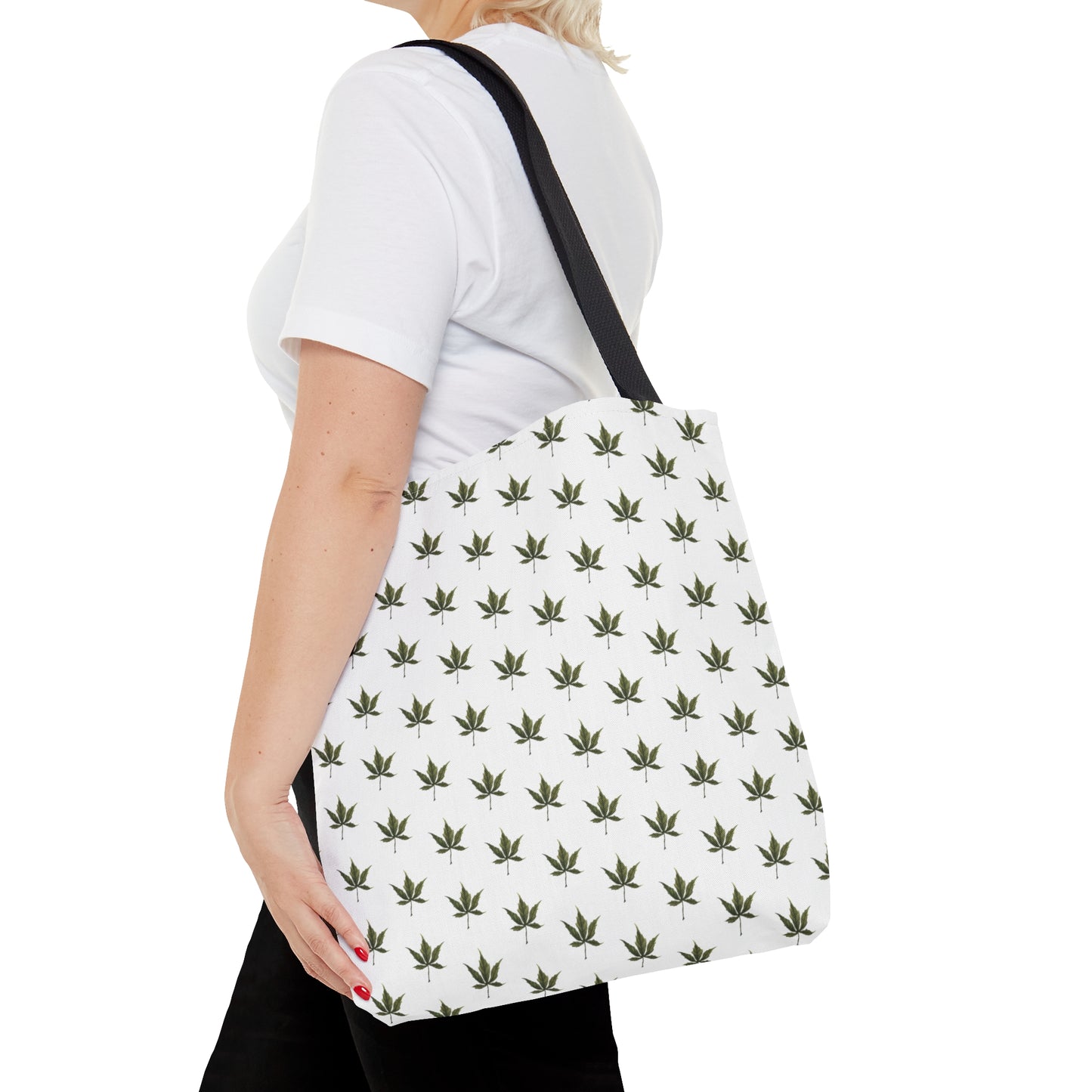 Tote Bag (3 sizes!) - Mini Cannabis Leaf Print on White