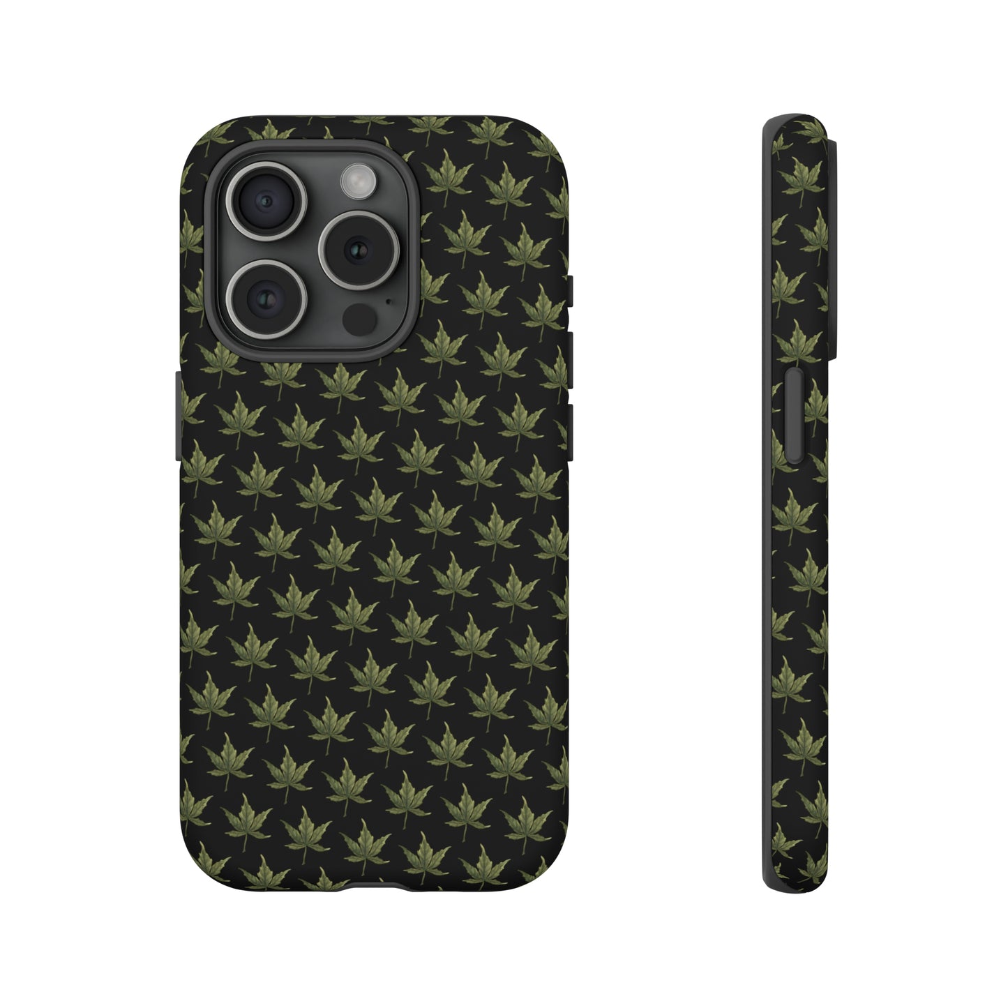 Tough Cell Phone Cases - Mini Cannabis Leaf on Black