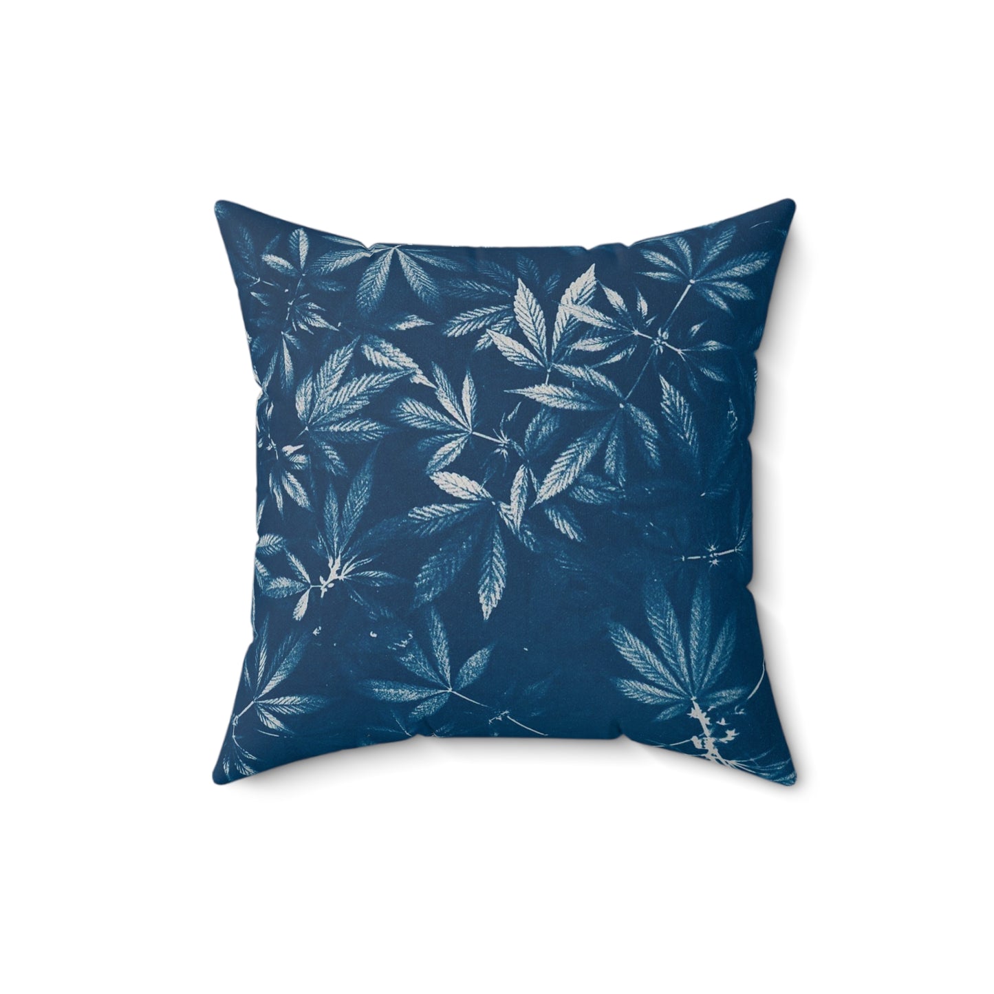 Faux Suede Square Pillow - Cyanotype Print 2