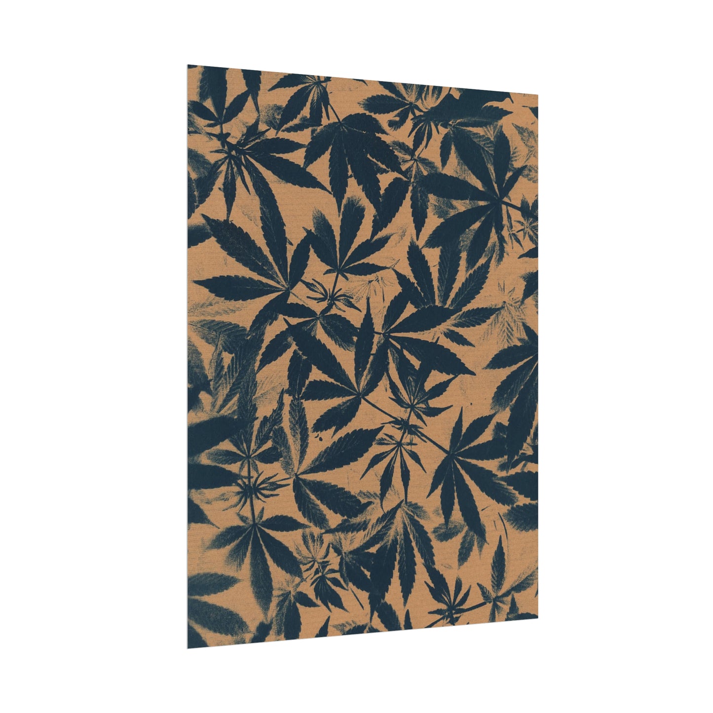 Fine Art Reproductions - Archival, Textured Watercolor Matte Prints - Cannabis Cyanotype on Amber Print