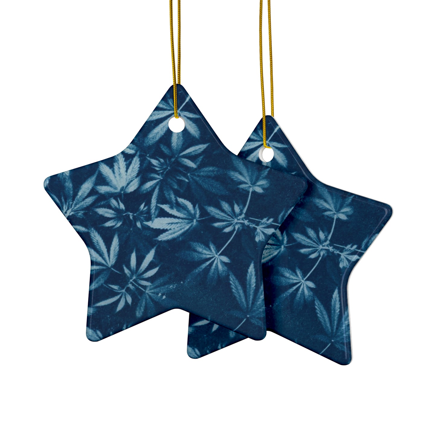 Ceramic Holiday Ornament - Cyanotype Print 1