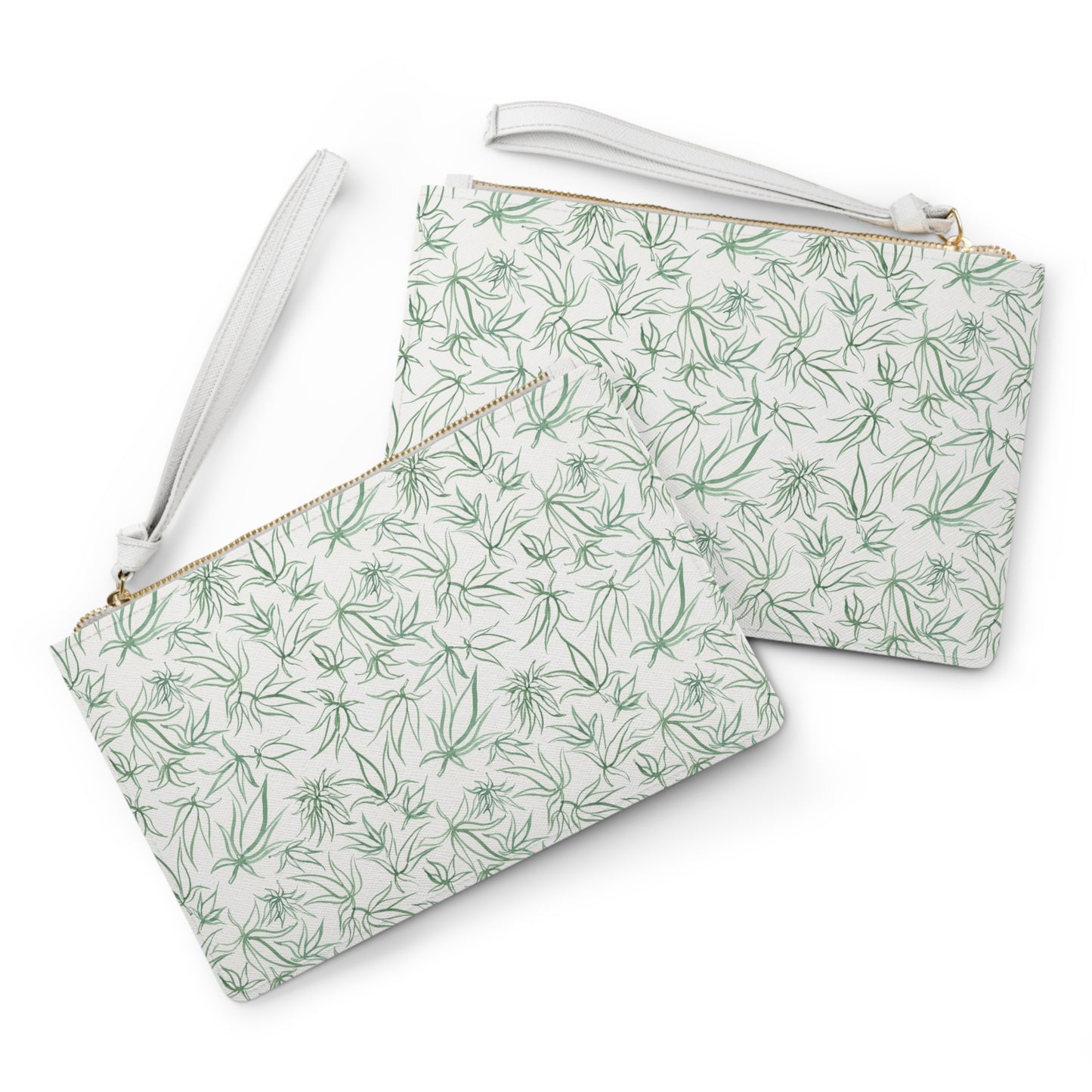 Vegan Leather Clutch Bag - Sketches in Green