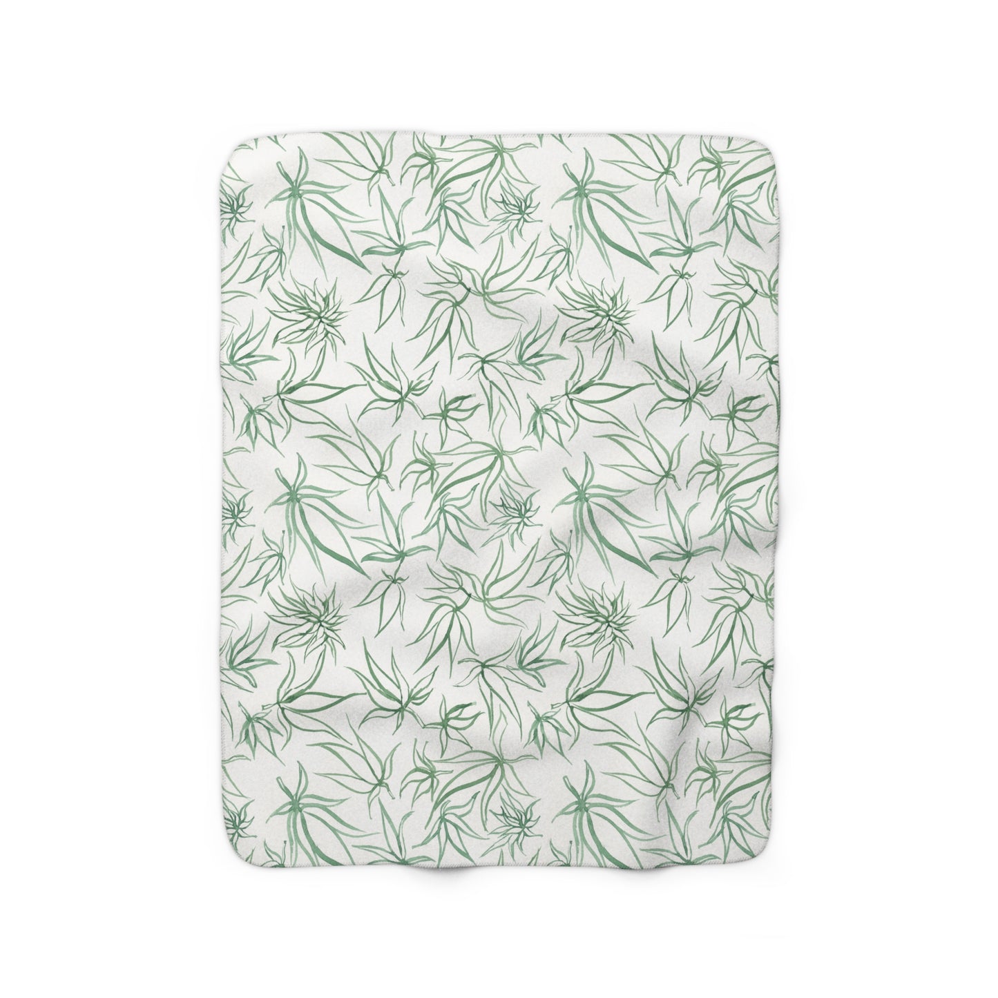 Sherpa Fleece Blanket - Sketches in Green