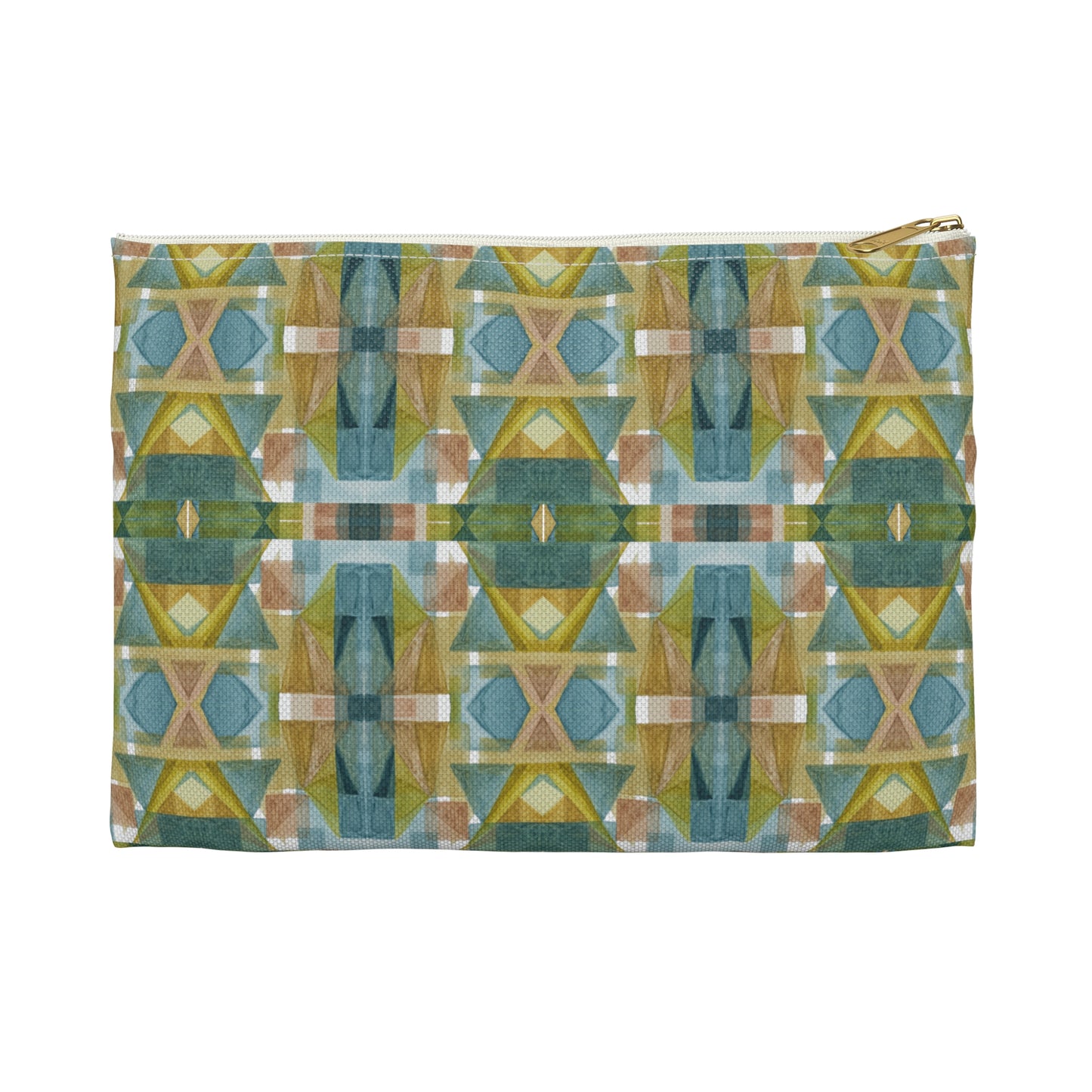 Flat Accessory Pouch - Painterly Plaid, Cool Colors