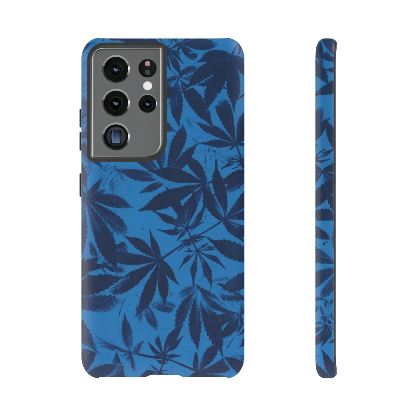 Tough Cell Phone Cases - Cyanotype on Bright Blue Print