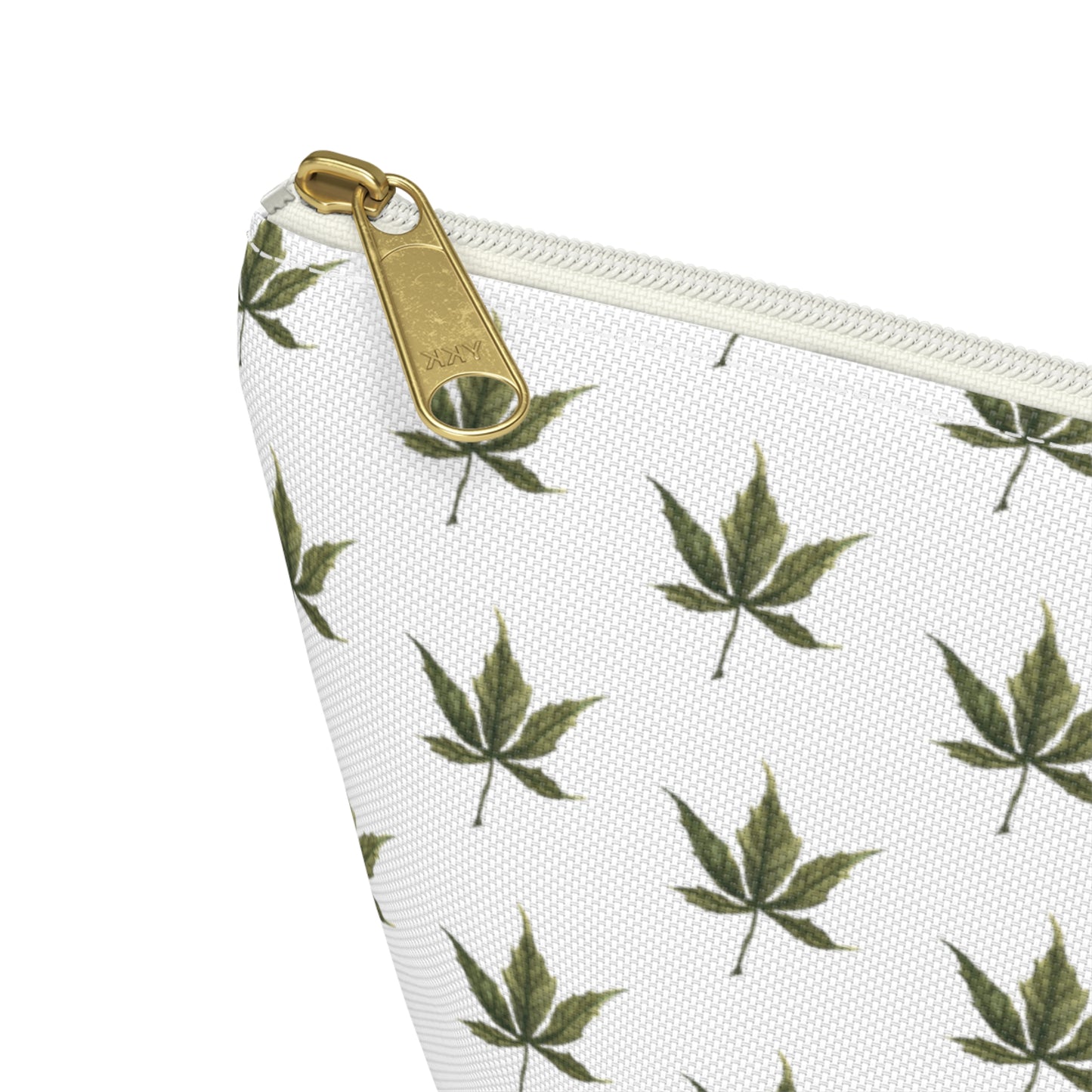 Roomy Accessory Pouch - Mini Cannabis Leaf Print on White