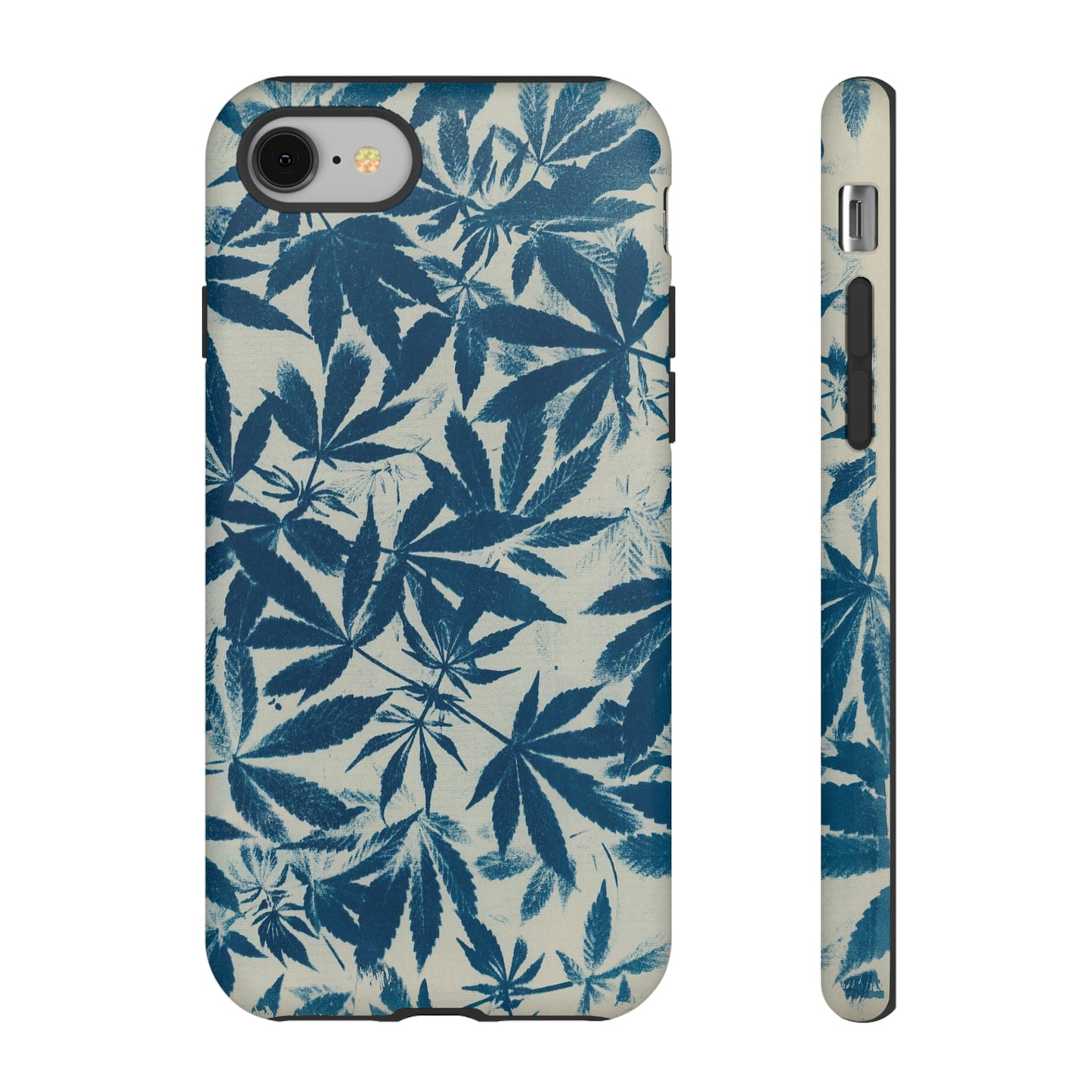 Tough Cell Phone Cases -Cannabis Field Cyanotype on Ivory Print