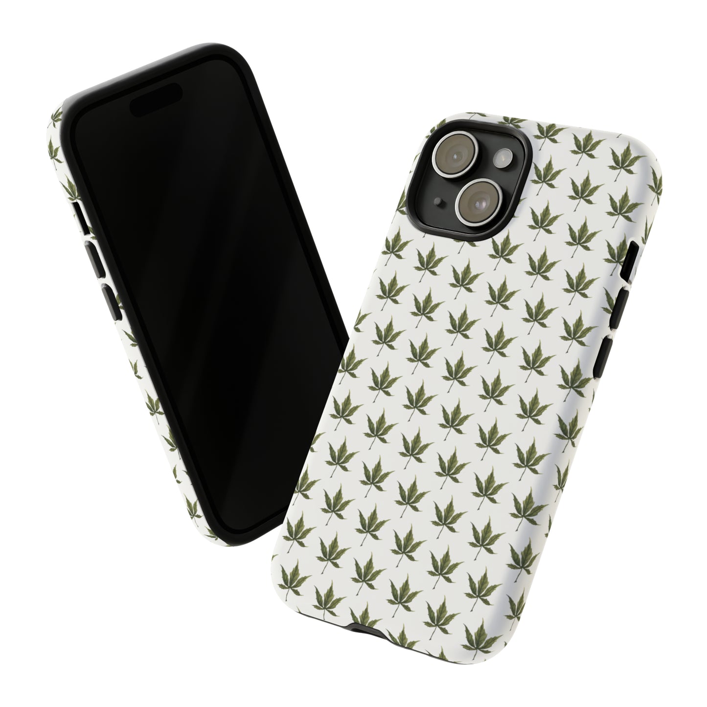 Tough Cell Phone Cases - Mini Cannabis Leaf on White