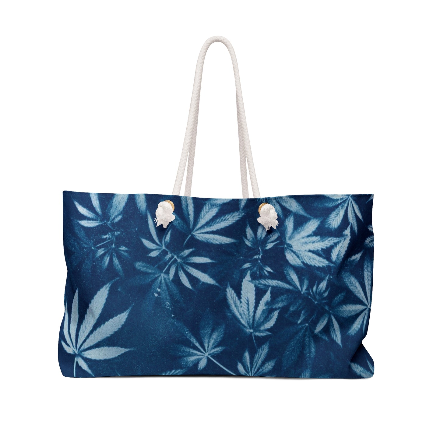 Oversized Weekender Bag - Cannabis Field Cyanotype Print 1