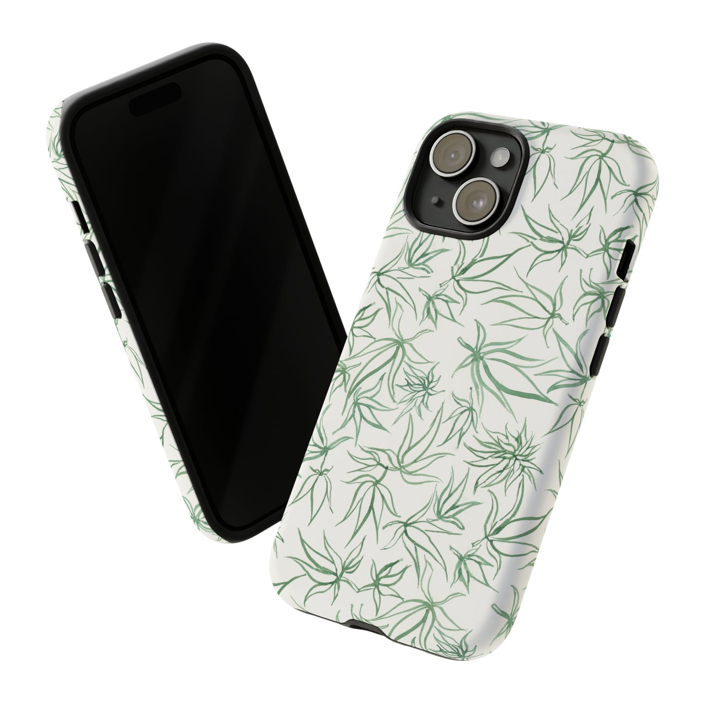 Tough Cell Phone Cases - Cannabis Sketches in Green