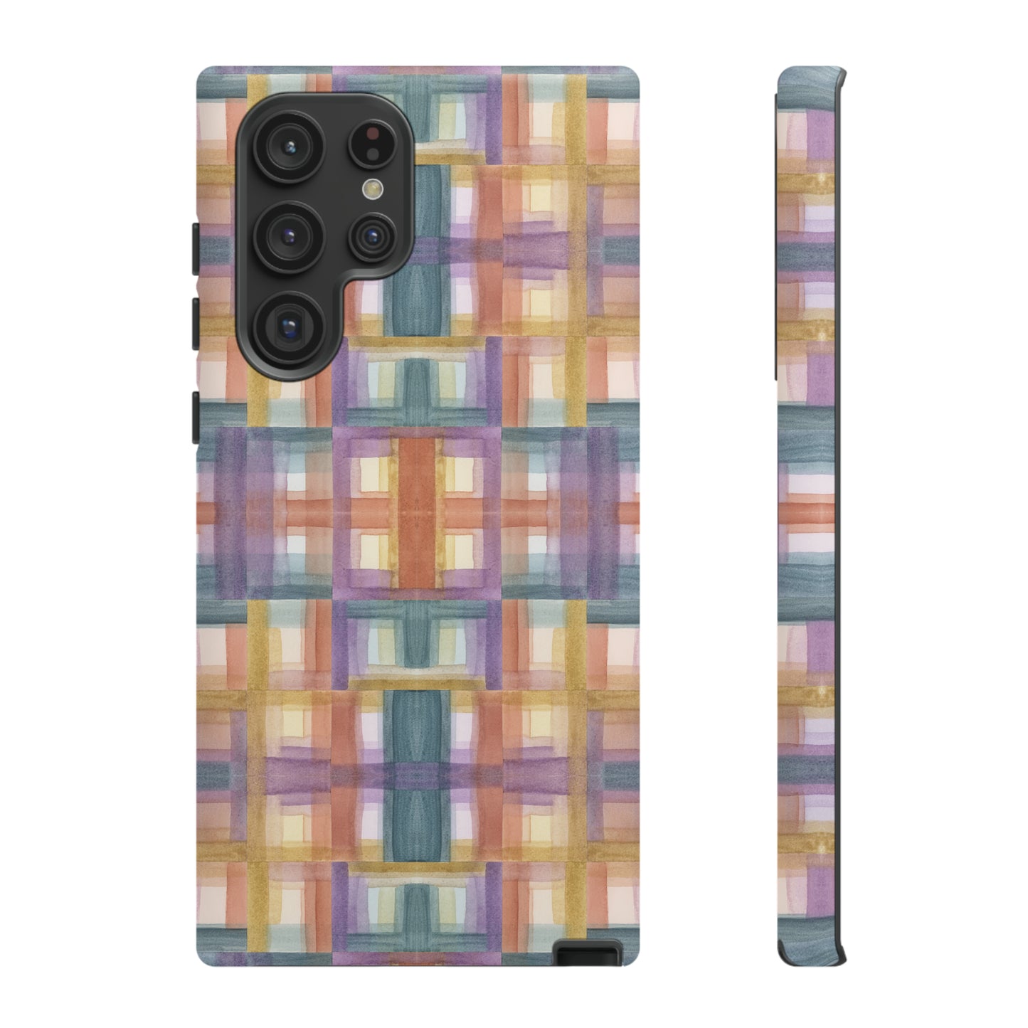 Tough Cell Phone Cases - Painterly Plaid, Warm Colors