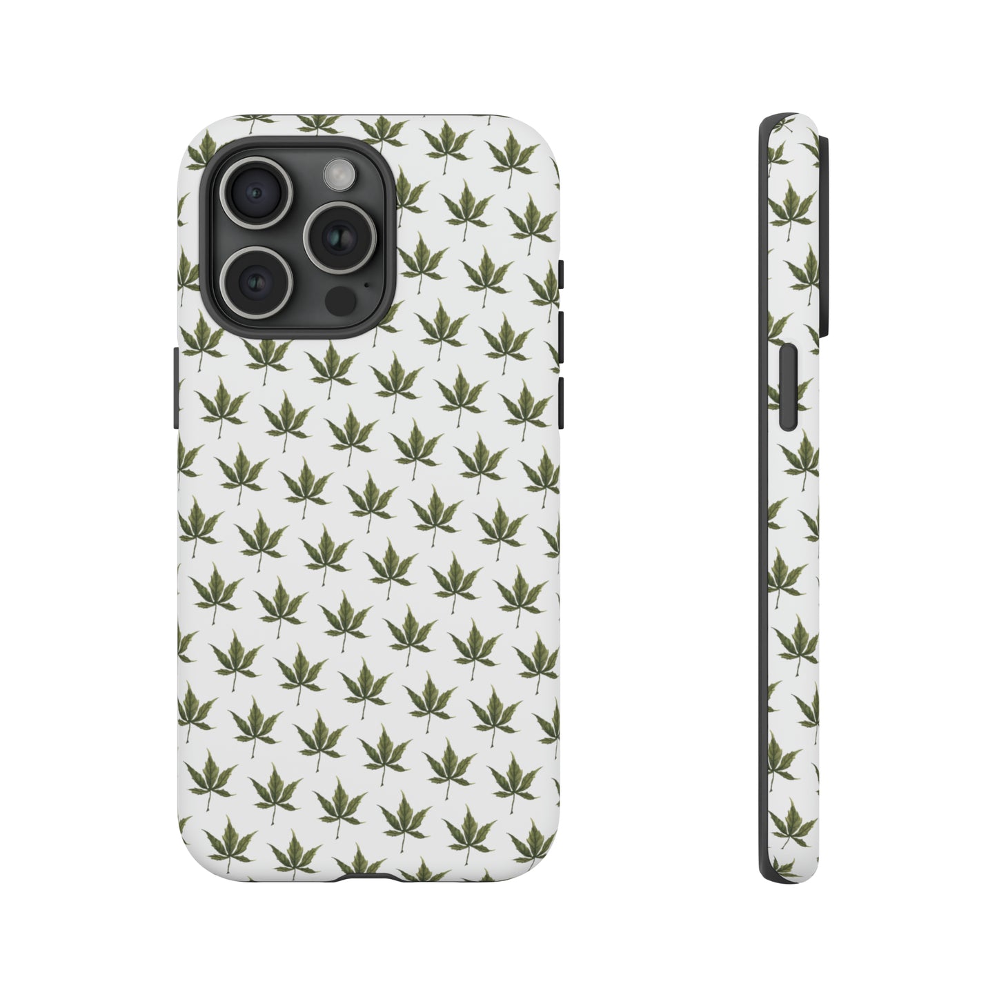 Tough Cell Phone Cases - Mini Cannabis Leaf on White