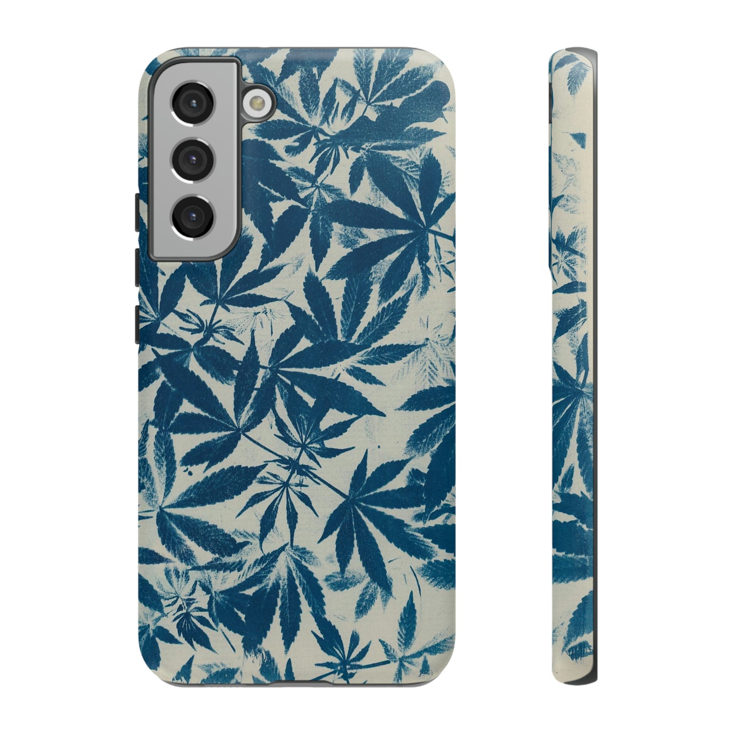 Tough Cell Phone Cases -Cannabis Field Cyanotype on Ivory Print